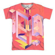 3D футболка с абстракцией геометрии