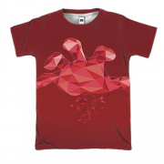 3D футболка с полигональной красной рукой