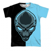 3D футболка з чорно-бірюзовим прибульцем