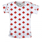 Женская 3D футболка с листиками флага Канады