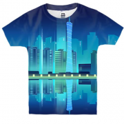 Детская 3D футболка с градиентным ночным городом