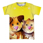 3D футболка з собакою і котом друзями