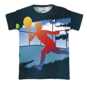 3D футболка с градиентным теннисистом