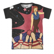 3D футболка с девушкой играющей в боулинг