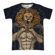 3D футболка со львом бодибилдером