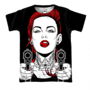 3D футболка з дівчиною і пістолетами