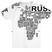 Дитяча 3D футболка з текстовою картою світу