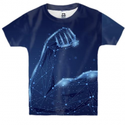 Детская 3D футболка с полигональной рукой