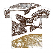 3D футболка с разными рыбками