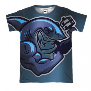3D футболка с накаченной акулой