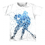 3D футболка с распадающимся хоккеистом