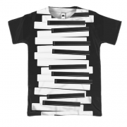 3D футболка с черно-белыми клавишами пианино