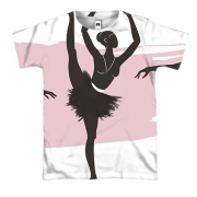 3D футболка з чорними балеринами