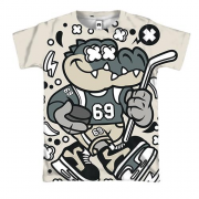 3D футболка с крокодилом хоккеистом