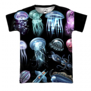3D футболка с светящимися медузами