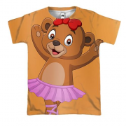 3D футболка з ведмедиком балериною