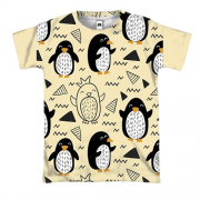 3D футболка с прикольными пингвинами