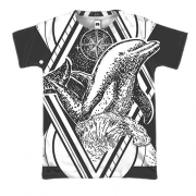 3D футболка з астральним дельфіном