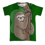 3D футболка з лінивцем на дереві