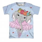 3D футболка зі слоником балериною