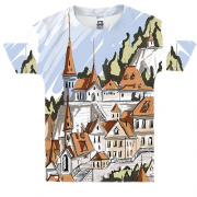 Дитяча 3D футболка з містом в горах
