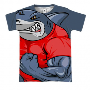 3D футболка с акулой борцом