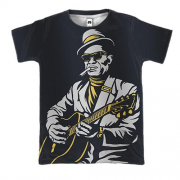 3D футболка с гитаристом в шляпе