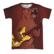 3D футболка з ведмедем гітаристом