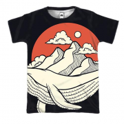 3D футболка з китом і горами