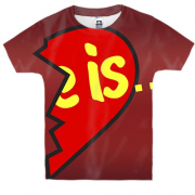 Детская 3D футболка с надписью "Is" (Love is)