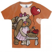 Дитяча 3D футболка з закоханими плюшевими ведмедиками