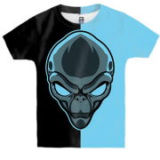 Детская 3D футболка с черно-бирюзовым пришельцем