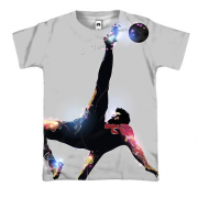 3D футболка з яскравим футболістом в польоті