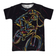 3D футболка з яскравим велосипедистом