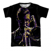 3D футболка с ярким человеком играющим на трубе