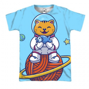 3D футболка с котом астронавтом