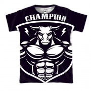 3D футболка з биком чемпіоном