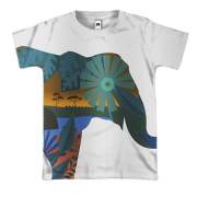 3D футболка со слоном у джунглях