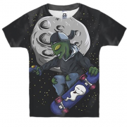 Детская 3D футболка с пришельцем на скейте