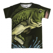 3D футболка с хаки рыбой
