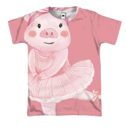 3D футболка со свинкой балериной