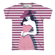 3D футболка с ретро полосатой девушкой