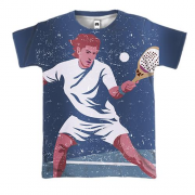 3D футболка с теннисным игрокам в белом