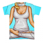 3D футболка с медитирующей девушкой