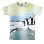 3D футболка з пінгвінами на крижині