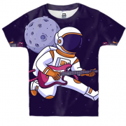 Детская 3D футболка с космонавтом гитаристом