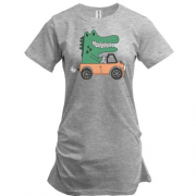 Подовжена футболка Crocodile in the car