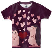 Детская 3D футболка с влюбленными ёжиками