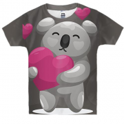 Детская 3D футболка с коалой и сердечком