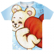 Дитяча 3D футболка з плюшевим ведмедиком і серцем